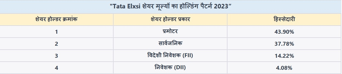 Tata elxsi share holding pattern